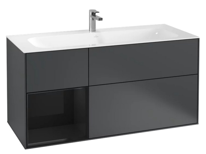 Тумба под раковину Villeroy & Boch Finion 119,6х49,8 см с подсветкой МДФ темно-синий матовый лак/глянцевый черный лак G060PHHG