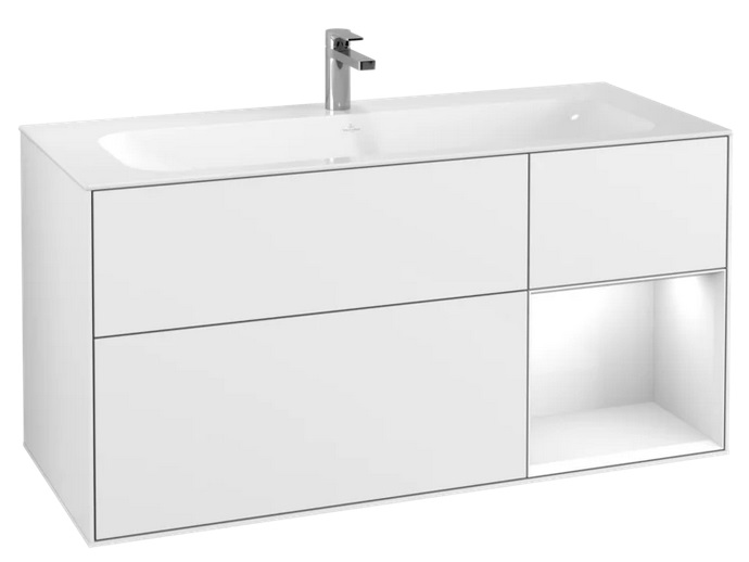 Тумба под раковину Villeroy & Boch Finion 119,6х49,8 см с подсветкой МДФ глянцевый белый лак F070GFGF