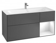 Тумба под раковину Villeroy & Boch Finion 119,6х49,8 см с подсветкой МДФ антрацит матовый лак/глянцевый белый лак F070GFGK