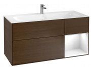 Тумба под раковину Villeroy & Boch Finion 119,6х49,8 см с подсветкой ДСП шпон грецкого ореха/глянцевый белый лак F070GFGN