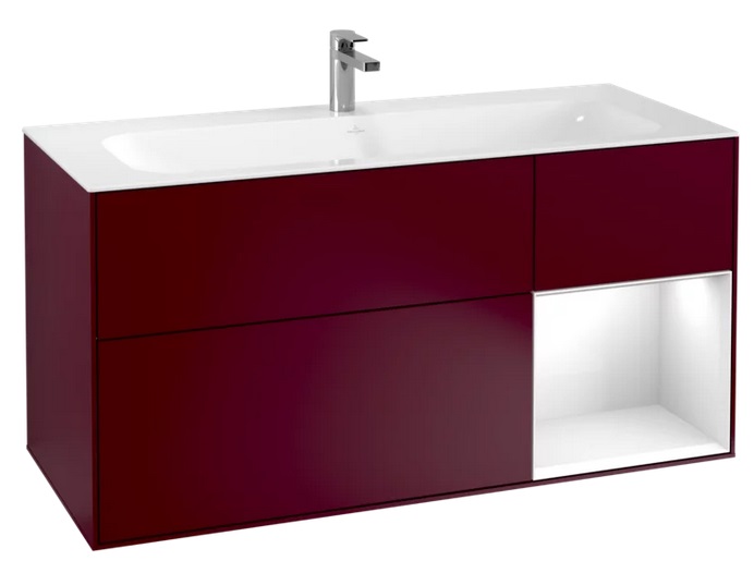 Тумба під раковину Villeroy & Boch Finion 119,6х49,8 см з підсвічуванням МДФ півонія матовий лак/глянсовий білий лак F070GFHB