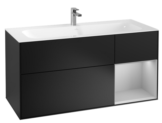 Тумба под раковину Villeroy & Boch Finion 119,6х49,8 см с подсветкой МДФ черный матовый лак/светло-серый матовый лак F070GJPD