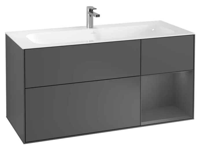 Тумба под раковину Villeroy & Boch Finion 119,6х49,8 см с подсветкой МДФ антрацит матовый лак F070GKGK