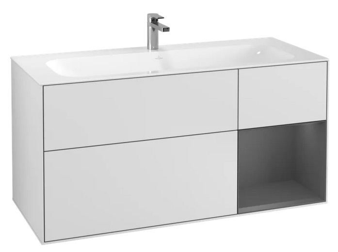 Тумба под раковину Villeroy & Boch Finion 119,6х49,8 см с подсветкой МДФ белый матовый лак/антрацит матовый лак F070GKMT