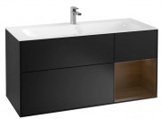 Тумба під раковину Villeroy & Boch Finion 119,6х49,8 см з підсвічуванням МДФ чорний матовий лак/шпон волоського горіха F070GNPD