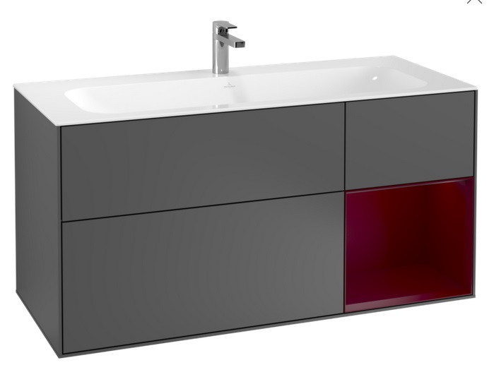 Тумба под раковину Villeroy & Boch Finion 119,6х49,8 см с подсветкой МДФ антрацит матовый лак/пион матовый лак F070HBGK