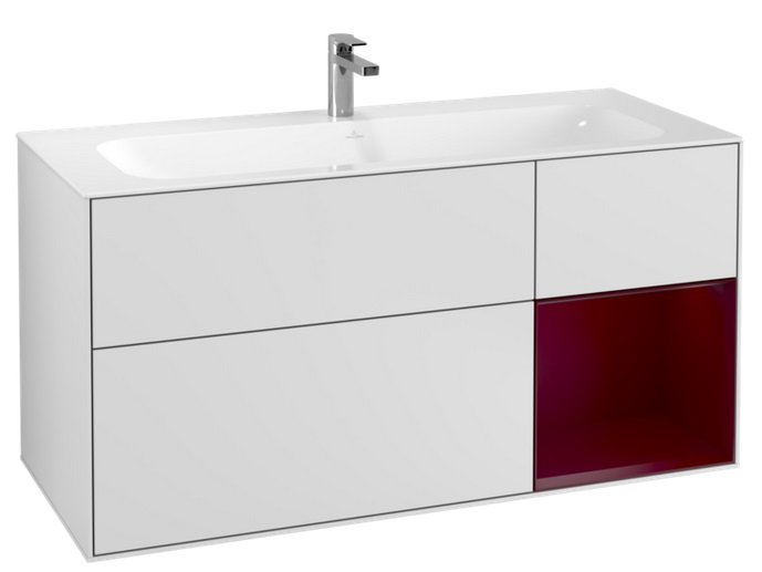 Тумба под раковину Villeroy & Boch Finion 119,6х49,8 см с подсветкой МДФ белый матовый лак/пион матовый лак F070HBMT