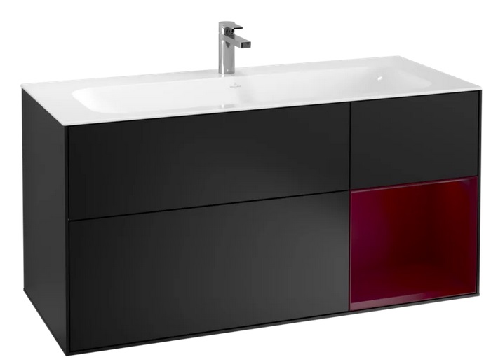 Тумба під раковину Villeroy & Boch Finion 119,6х49,8 см з підсвічуванням МДФ чорний матовий лак/півон матовий лак F070HBPD