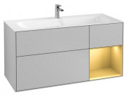 Тумба под раковину Villeroy & Boch Finion 119,6х49,8 см с подсветкой МДФ светло-серый матовый лак/золотой матовый лак F070HFGJ