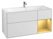 Тумба под раковину Villeroy & Boch Finion 119,6х49,8 см с подсветкой МДФ белый матовый лак/золотой матовый лак F070HFMT