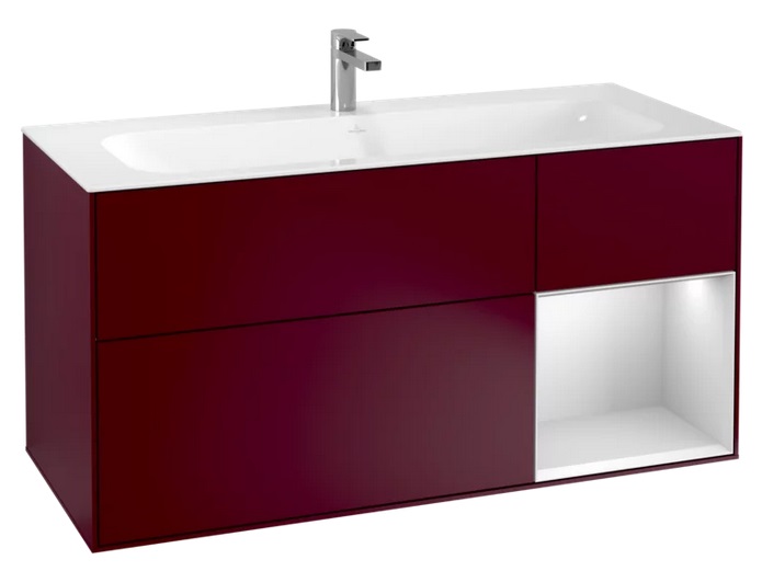 Тумба під раковину Villeroy & Boch Finion 119,6х49,8 см з підсвічуванням МДФ півонія матовий лак/білий матовий лак F070MTHB