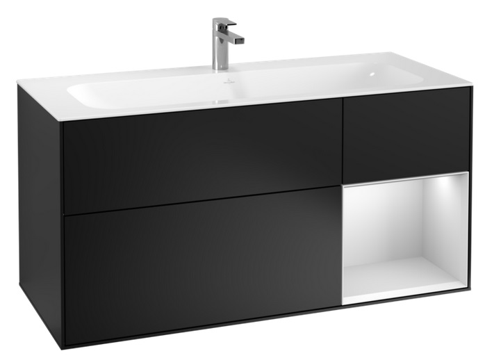 Тумба під раковину Villeroy & Boch Finion 119,6х49,8 см із підсвічуванням МДФ чорний матовий лак/білий матовий лак F070MTPD