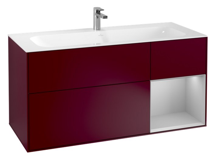 Тумба под раковину Villeroy & Boch Finion 119,6х49,8 см с подсветкой МДФ пион матовый лак/светло-серый матовый лак F070GJHB