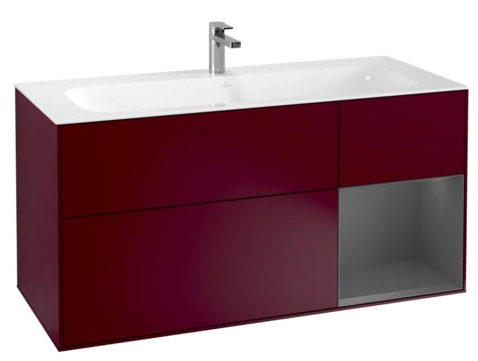 Тумба під раковину Villeroy & Boch Finion 119,6х49,8 см з підсвічуванням МДФ півонія матовий лак/антрацит матовий лак F070GKHB