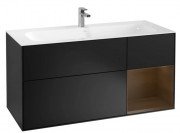 Тумба под раковину Villeroy & Boch Finion 119,6х49,8 см с подсветкой МДФ черный матовый лак/шпон грецкого ореха F070GNPD