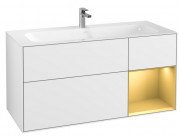 Тумба под раковину Villeroy & Boch Finion 119,6х49,8 см с подсветкой МДФ глянцевый белый лак/золотой матовый лак F070HFGF