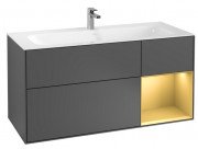Тумба под раковину Villeroy & Boch Finion 119,6х49,8 см с подсветкой МДФ антрацит матовый лак/золотой матовый лак F070HFGK