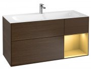 Тумба под раковину Villeroy & Boch Finion 119,6х49,8 см с подсветкой ДСП шпон грецкого ореха/золотой матовый лак F070HFGN