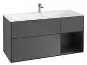 Тумба под раковину Villeroy & Boch Finion 119,6х49,8 см с подсветкой МДФ антрацит матовый лак/черный матовый лак F070PDGK
