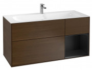 Тумба под раковину Villeroy & Boch Finion 119,6х49,8 см с подсветкой ДСП шпон грецкого ореха/черный матовый лак F070PDGN