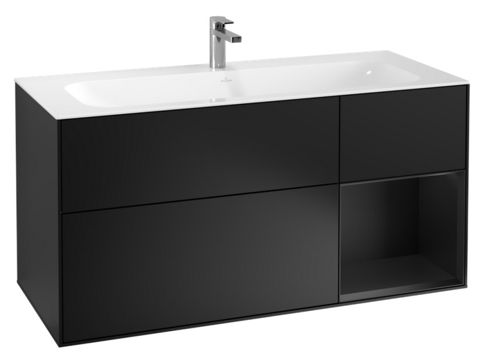 Тумба під раковину Villeroy & Boch Finion 119,6х49,8 см з підсвічуванням МДФ чорний матовий лак F070PDPD