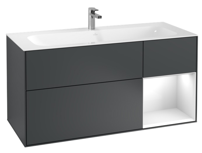 Тумба под раковину Villeroy & Boch Finion 119,6х49,8 см с подсветкой МДФ темно-синий матовый лак/глянцевый белый лак F070GFHG