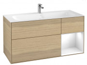 Тумба под раковину Villeroy & Boch Finion 119,6х49,8 см с подсветкой ДСП шпон дуба/глянцевый белый лак F070GFPC