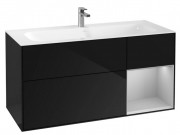 Тумба под раковину Villeroy & Boch Finion 119,6х49,8 см с подсветкой МДФ глянцевый черный лак/светло-серый матовый лак F070GJPH