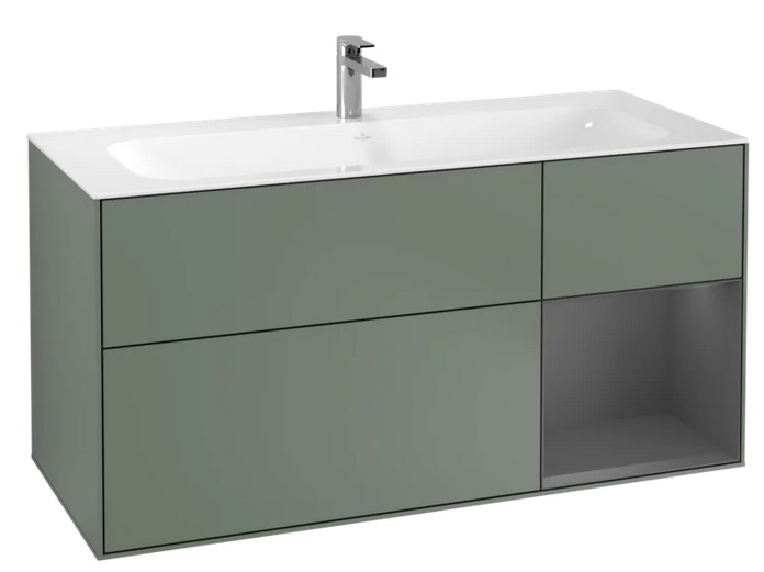 Тумба под раковину Villeroy & Boch Finion 119,6х49,8 см с подсветкой МДФ оливковый матовый лак/антрацит матовый лак F070GKGM