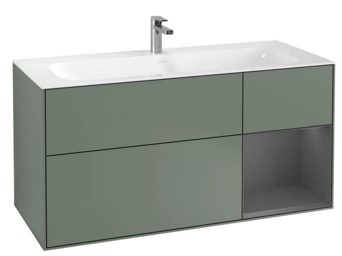 Тумба под раковину Villeroy & Boch Finion 119,6х49,8 см с подсветкой МДФ оливковый матовый лак/антрацит матовый лак F070GKGM
