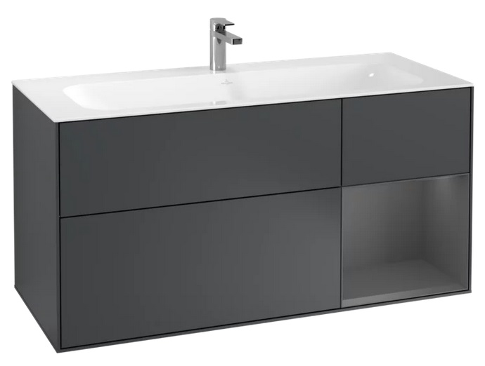 Тумба під раковину Villeroy & Boch Finion 119,6х49,8 см з підсвічуванням темно-синій матовий лак/антрацит матовий лак F070GKHG