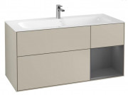 Тумба под раковину Villeroy & Boch Finion 119,6х49,8 см с подсветкой МДФ песок матовый лак/антрацит матовый лак F070GKHH