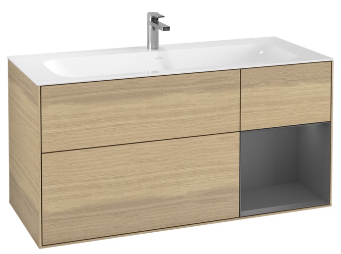 Тумба под раковину Villeroy & Boch Finion 119,6х49,8 см с подсветкой ДСП шпон дуба/антрацит матовый лак F070GKPC