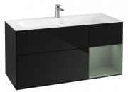 Тумба под раковину Villeroy & Boch Finion 119,6х49,8 см с подсветкой МДФ глянцевый черный лак/оливковый матовый лак F070GMPH