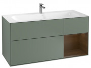 Тумба під раковину Villeroy & Boch Finion 119,6х49,8 см з підсвічуванням МДФ оливковий матовий лак/шпон волоського горіха F070GNGM