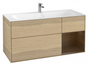 Тумба под раковину Villeroy & Boch Finion 119,6х49,8 см с подсветкой ДСП шпон дуба/шпон грецкого ореха F070GNPC