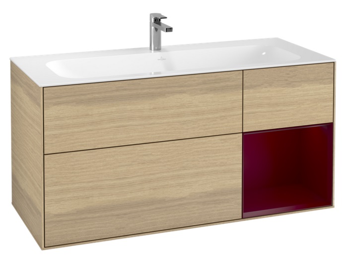 Тумба под раковину Villeroy & Boch Finion 119,6х49,8 см с подсветкой ДСП шпон дуба/пион матовый лак F070HBPC