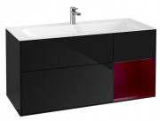 Тумба под раковину Villeroy & Boch Finion 119,6х49,8 см с подсветкой МДФ глянцевый черный лак/пион матовый лак F070HBPH