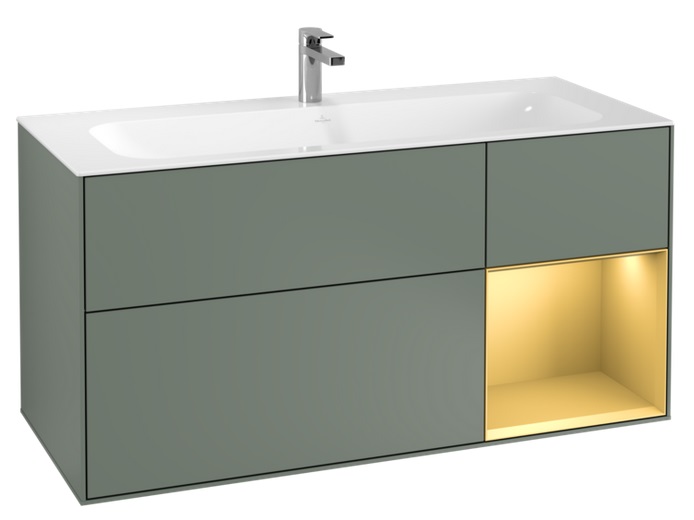 Тумба под раковину Villeroy & Boch Finion 119,6х49,8 см с подсветкой МДФ оливковый матовый лак/золотой матовый лак F070HFGM