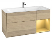 Тумба под раковину Villeroy & Boch Finion 119,6х49,8 см с подсветкой ДСП шпон дуба/золотой матовый лак F070HFPC