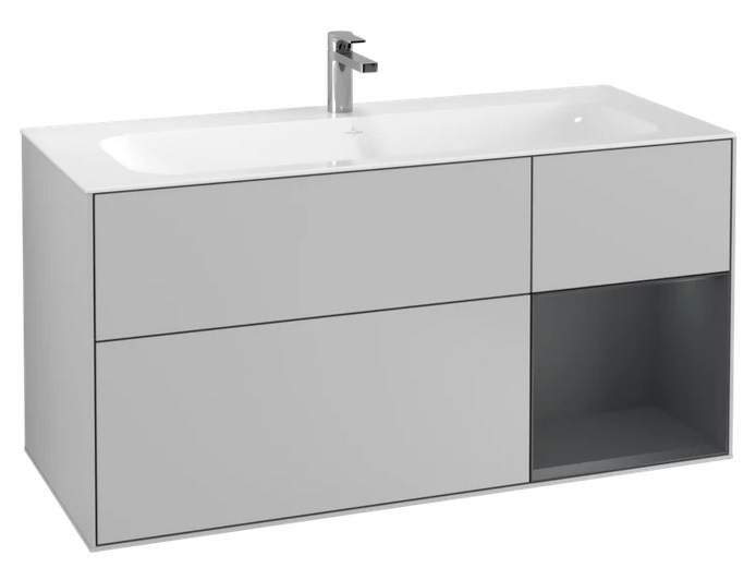 Тумба под раковину Villeroy & Boch Finion 119,6х49,8 см с подсветкой МДФ светло-серый матовый лак/темно-синий матовый лак F070HGGJ