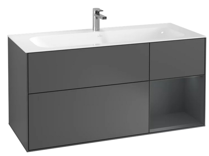Тумба під раковину Villeroy & Boch Finion 119,6х49,8 см з підсвічуванням антрацит матовий лак/темно-синій матовий лак F070HGGK