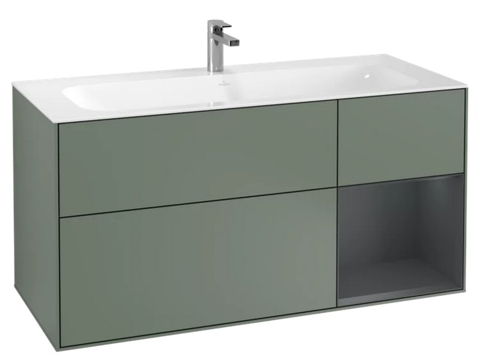 Тумба под раковину Villeroy & Boch Finion 119,6х49,8 см с подсветкой МДФ оливковый матовый лак/темно-синий матовый лак F070HGGM