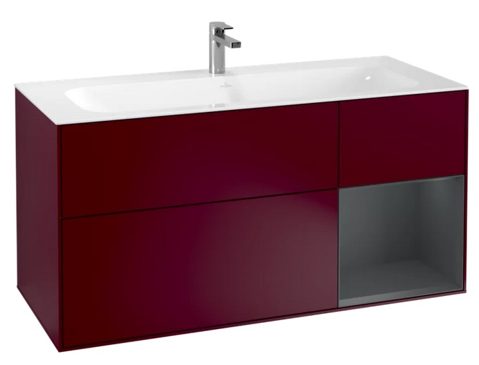 Тумба под раковину Villeroy & Boch Finion 119,6х49,8 см с подсветкой МДФ пион матовый лак/темно-синий матовый лак F070HGHB