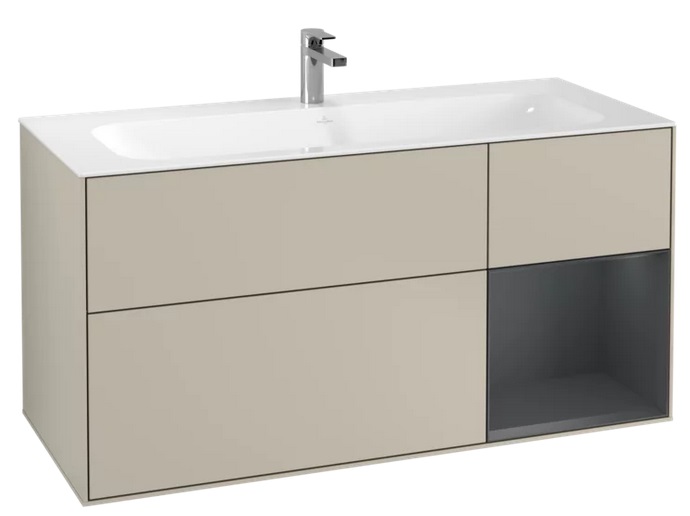 Тумба под раковину Villeroy & Boch Finion 119,6х49,8 см с подсветкой МДФ песок матовый лак/темно-синий матовый лак F070HGHH