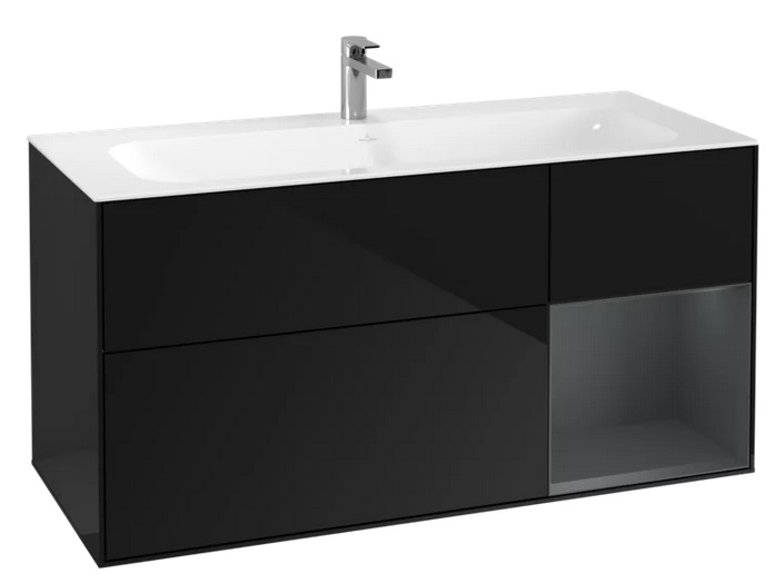 Тумба под раковину Villeroy & Boch Finion 119,6х49,8 см с подсветкой МДФ глянцевый черный лак/темно-синий матовый лак F070HGPH