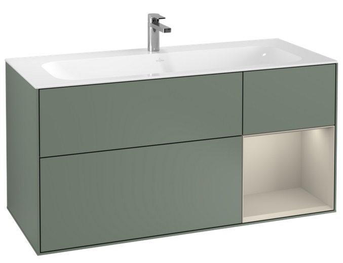 Тумба под раковину Villeroy & Boch Finion 119,6х49,8 см с подсветкой МДФ оливковый матовый лак/песок матовый лак F070HHGM
