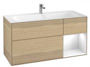 Тумба под раковину Villeroy & Boch Finion 119,6х49,8 см с подсветкой ДСП шпон дуба/глянцевый белый лак F070GFPC