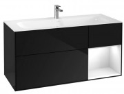 Тумба под раковину Villeroy & Boch Finion 119,6х49,8 см с подсветкой МДФ глянцевый черный лак/глянцевый белый лак F070GFPH