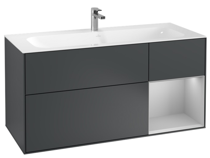 Тумба под раковину Villeroy & Boch Finion 119,6х49,8 см с подсветкой МДФ темно-синий матовый лак/светло-серый матовый лак F070GJHG